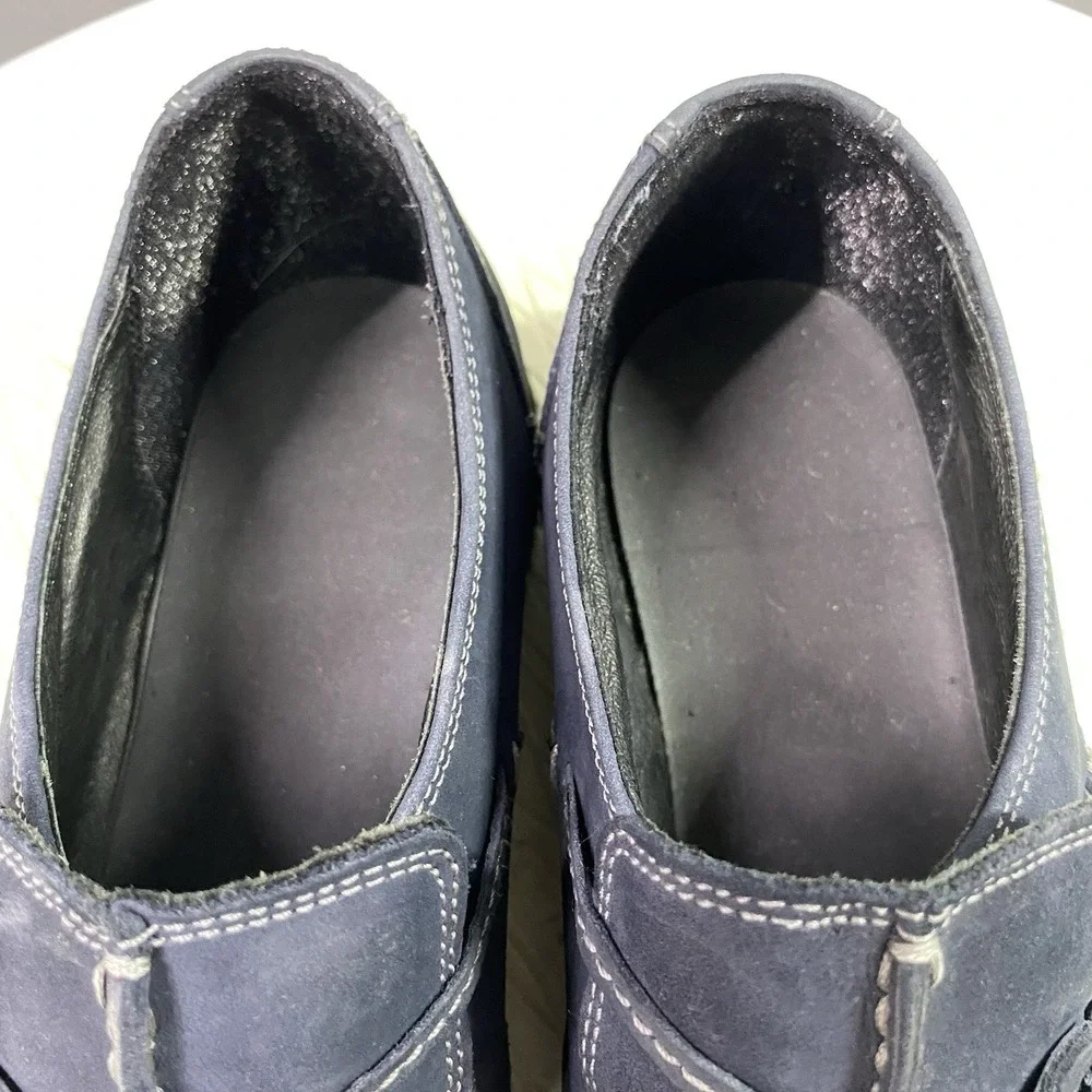 Clarks Wave Womens Suede Leather Slip-on Loafers Comfort Shoes Navy Blue Sz.7 M‎